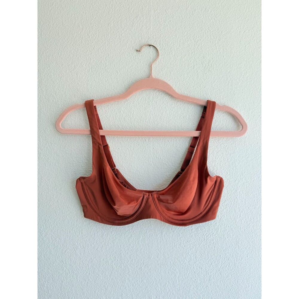 CUUP The Scoop Silky Smooth Microfiber Bra in Clay Red Orange size 34C
